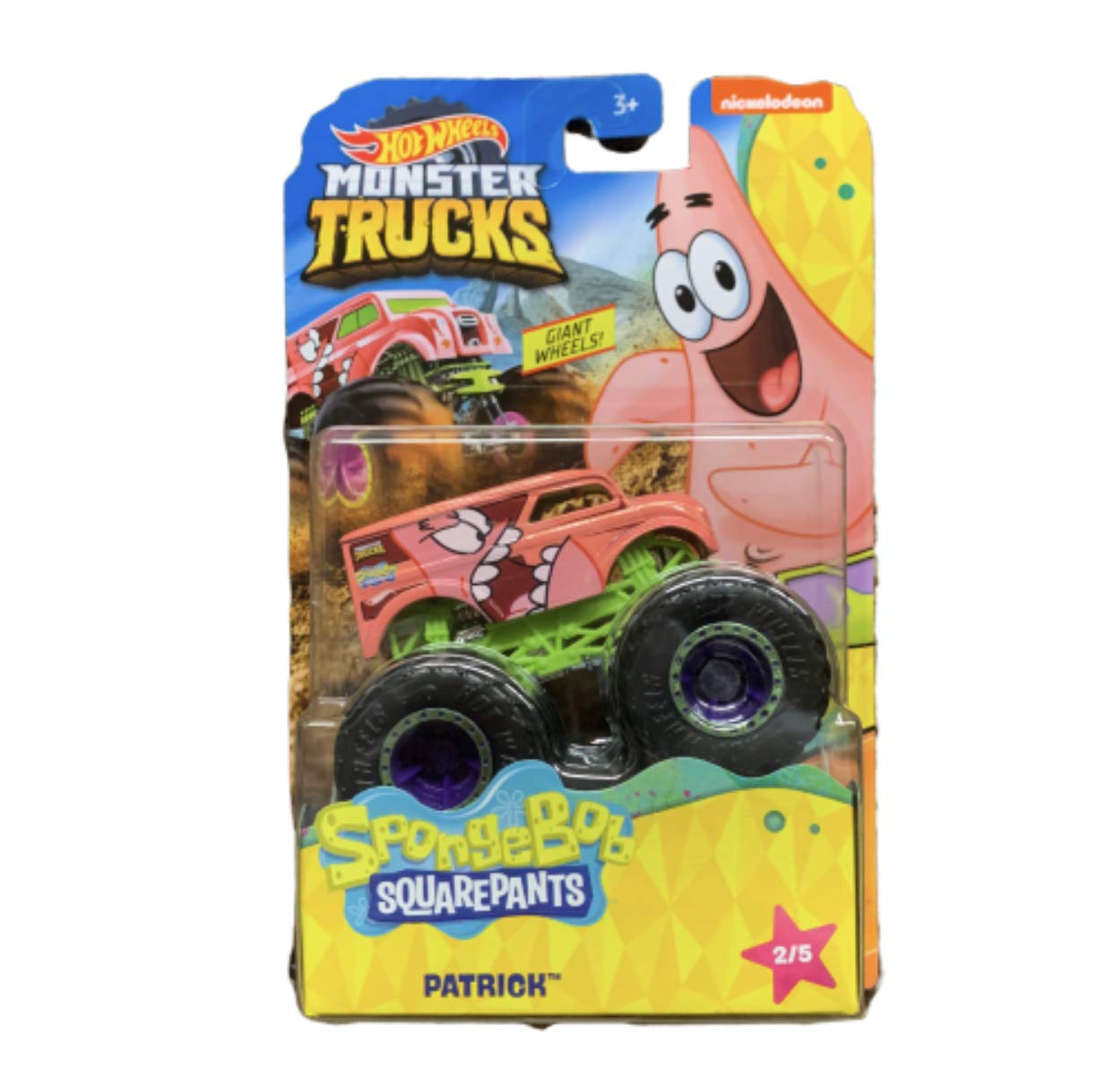 Hot Wheels Monster Trucks Spongebob Squarepants Patrick 2/5 Die-Cast Toy Car - Collectible Vehicle for Kids & Adults - Perfect for Playtime, Birthday Gifts & Display Collections