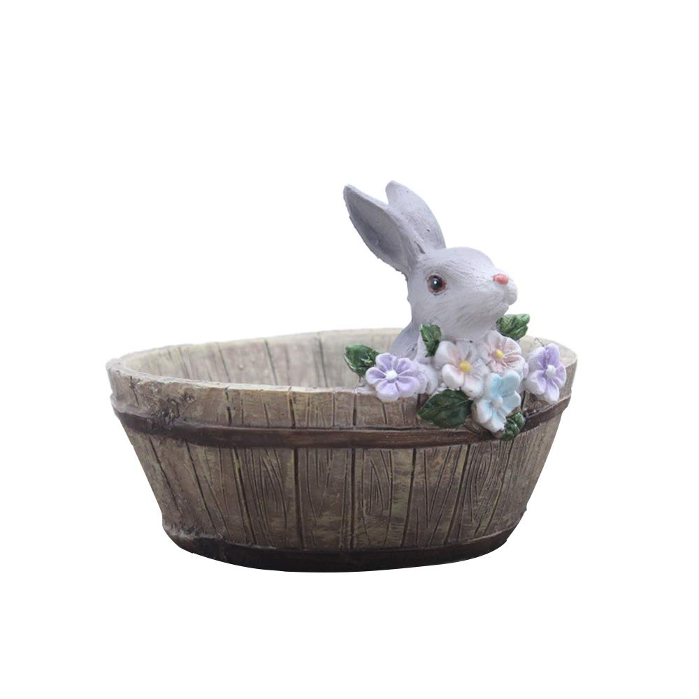 ChezMax Easter Bunny Planter - Rabbit Shaped Flower Pot for Succulents, Resin Vase Container - Easter Home & Garden Decor Gift for Spring, Indoor & Outdoor Decorations