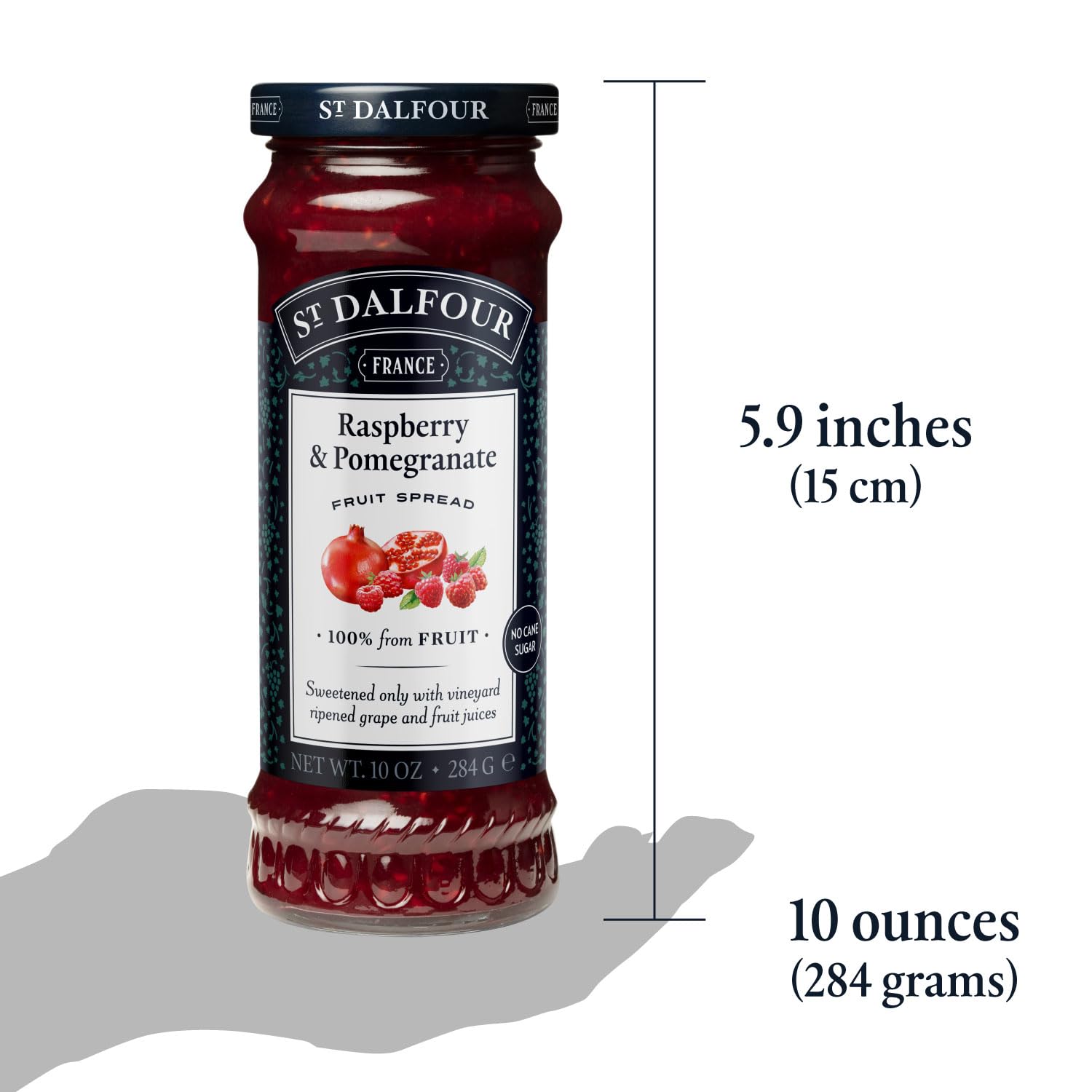 St. Dalfour Raspberry & Pomegranate Fruit Spread - 10oz Jar - 100% Natural Fruit, No Added Sugar, Non-GMO, Vegan, Gluten-Free - Perfect for Toast, Yogurt, Pancakes & Healthy Snacks