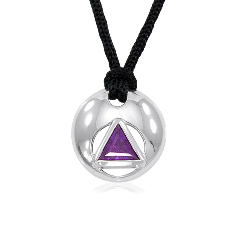 Circle of Recovery AA Symbol Silver Disk Pendant - Alcoholics Anonymous Jewelry for Men & Women - Perfect for 12-Step Meetings, Sobriety Gifts & Spiritual Support