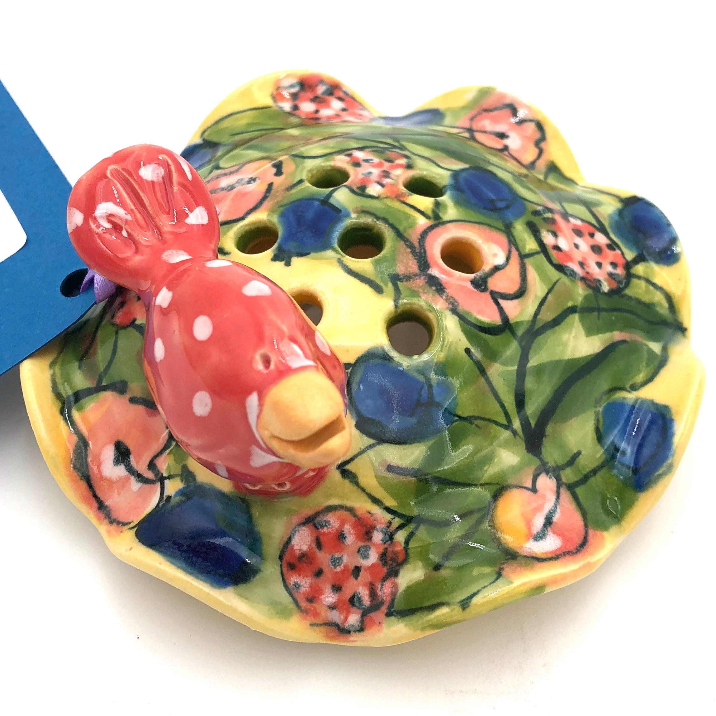 Susan & Peter Stark Yellow Ceramic Flower Frog - Floral Arrangement Holder for Bouquets, Centerpieces, and DIY Wedding Decor