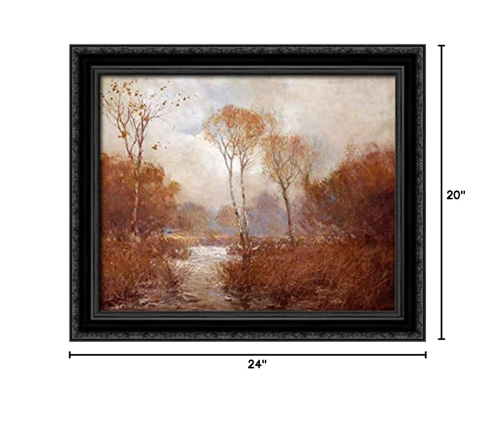 Robert Julian Onderdonk October Landscape 24x20 Framed Canvas Art - Black Ornate Wood Frame - Perfect for Living Room, Bedroom & Office Wall Decor