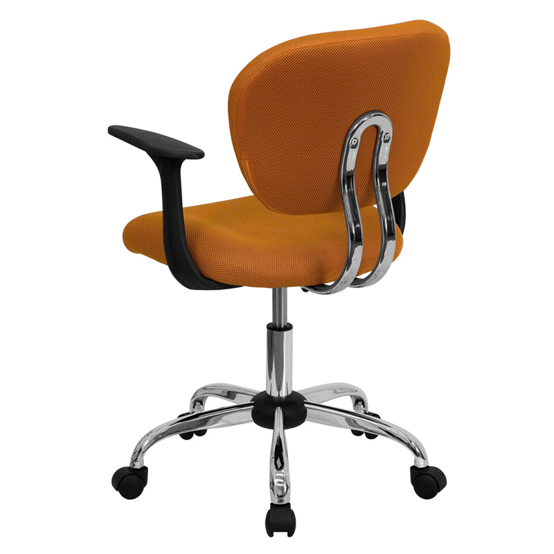 FLASH Beverly Mid Back Black Mesh Office Chair with Padded Seat, Swivel & Adjustable Height, Chrome Base & Arms - Ergonomic Desk Chair for Home & Office Workspace