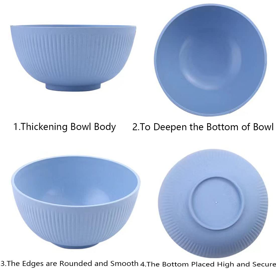 Unbreakable 24oz Plastic Cereal Bowls - Microwave & Dishwasher Safe for Soup, Salad, Snacks