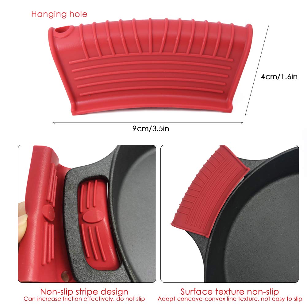 6-Pack Silicone Hot Handle Holders - Non-Slip Heat Resistant Pot Handle Covers for Cast Iron Skillets, Frying Pans & Griddles - Perfect for Cooking, Grilling & Kitchen Safety
