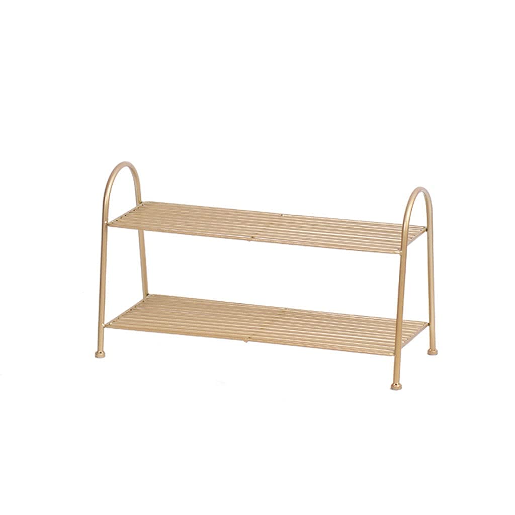 HAOLI 3-Tier Stackable Shoe Rack Organizer - Metal Freestanding Closet Storage Shelf for 11 Pairs of Shoes (Gold) - Perfect for Bedroom, Closet, Entryway & Small Space Organization