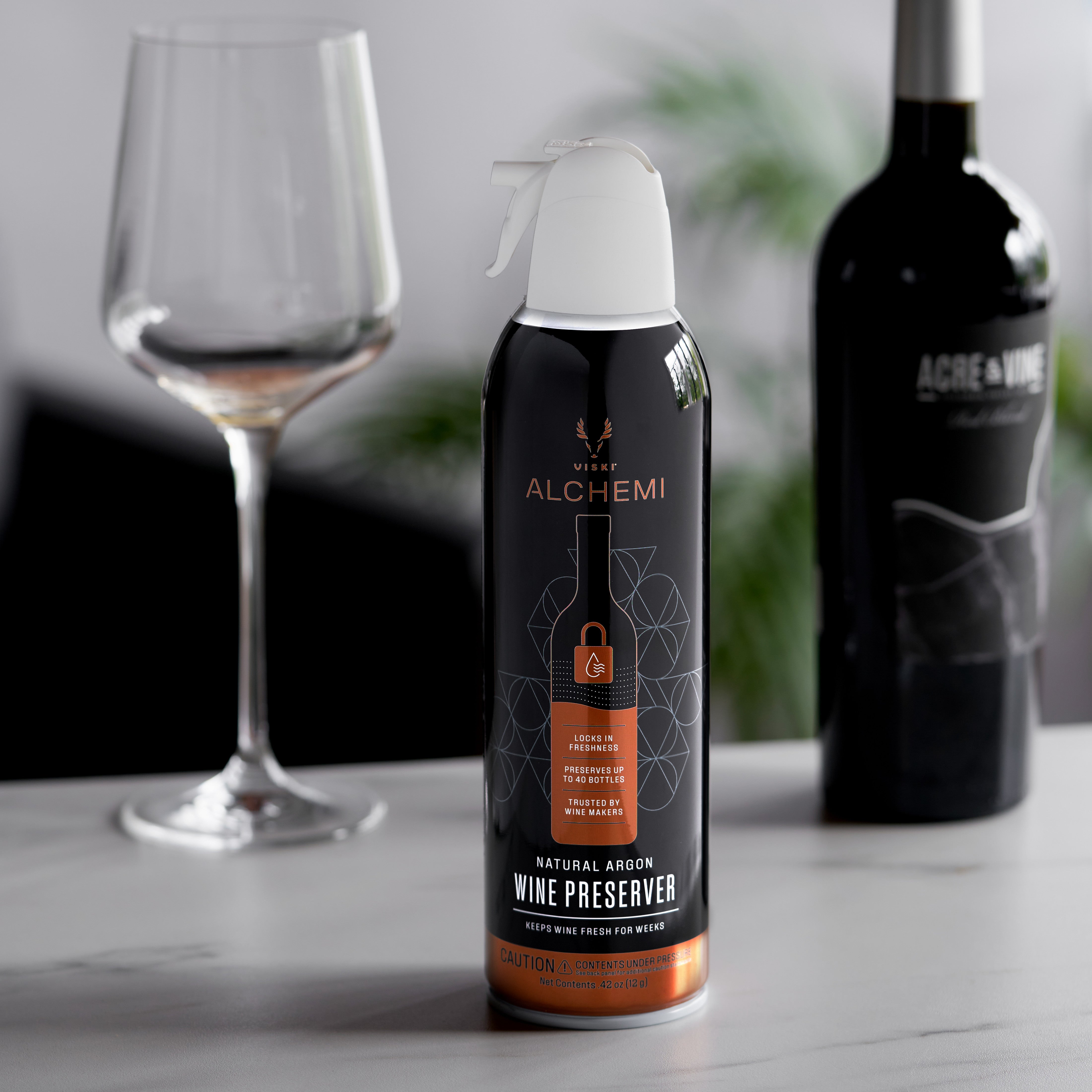 Alchemi Natural Argon Wine Preserver - Premium Wine Saver & Preserver Spray for Red, White & Sparkling Wines - Extend Freshness Up to 30 Days - Perfect for Wine Bars, Restaurants & Home Use