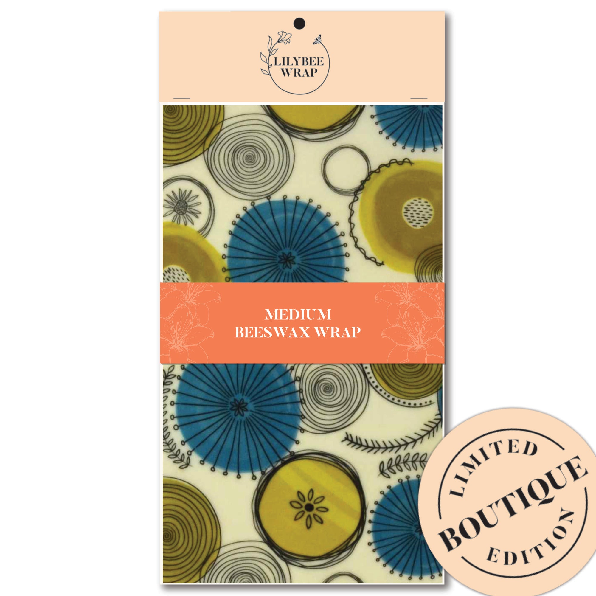 Eco-Friendly Beeswax Food Wraps - Reusable & Sustainable Vintage Style Medium Size for Fresh Food Storage, Sandwiches, Cheese & Leftovers - Perfect for Zero Waste Kitchen & Picnics