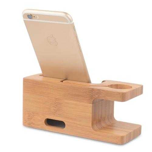 Universal Bamboo Charging Station Stand - Phone & Smartwatch Holder for iPhone, iWatch, Samsung - Perfect for Home, Office & Travel Organization