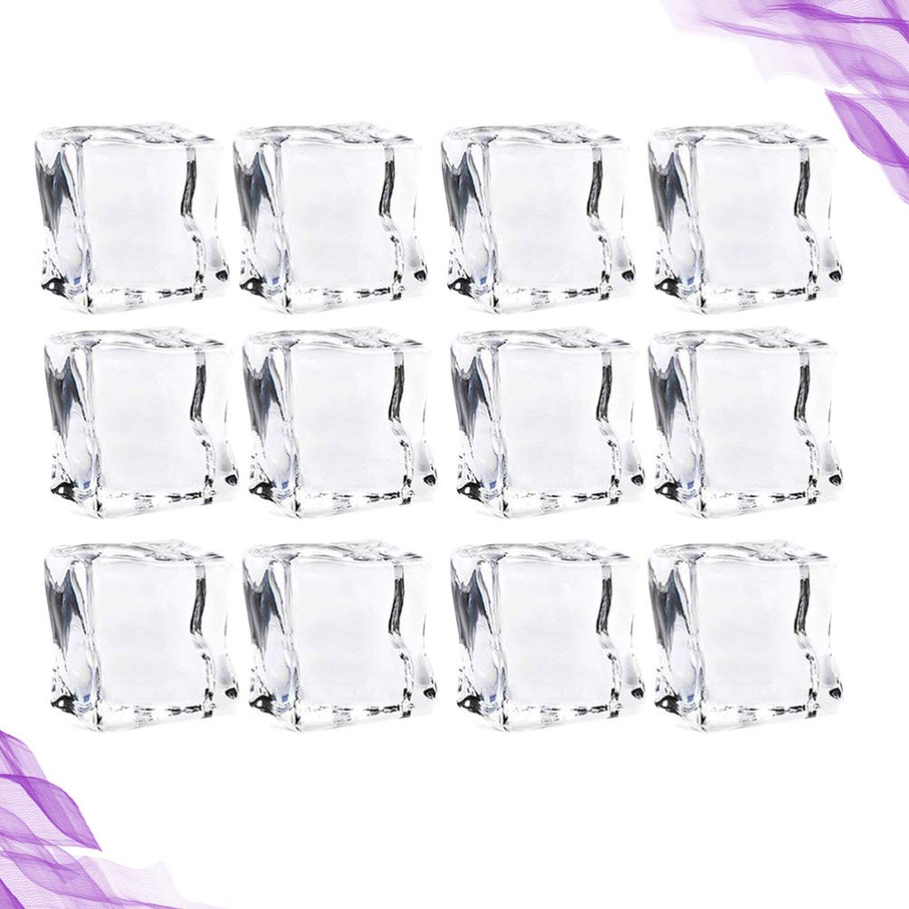 HEALLILY 48pcs Acrylic Fake Ice Cubes - 30mm Realistic Decorative Ice Rocks for Wedding Centerpieces, Party Decor, Vase Fillers & Table Scatter - Perfect for Cocktail Bars, Photo Props, and Themed Events