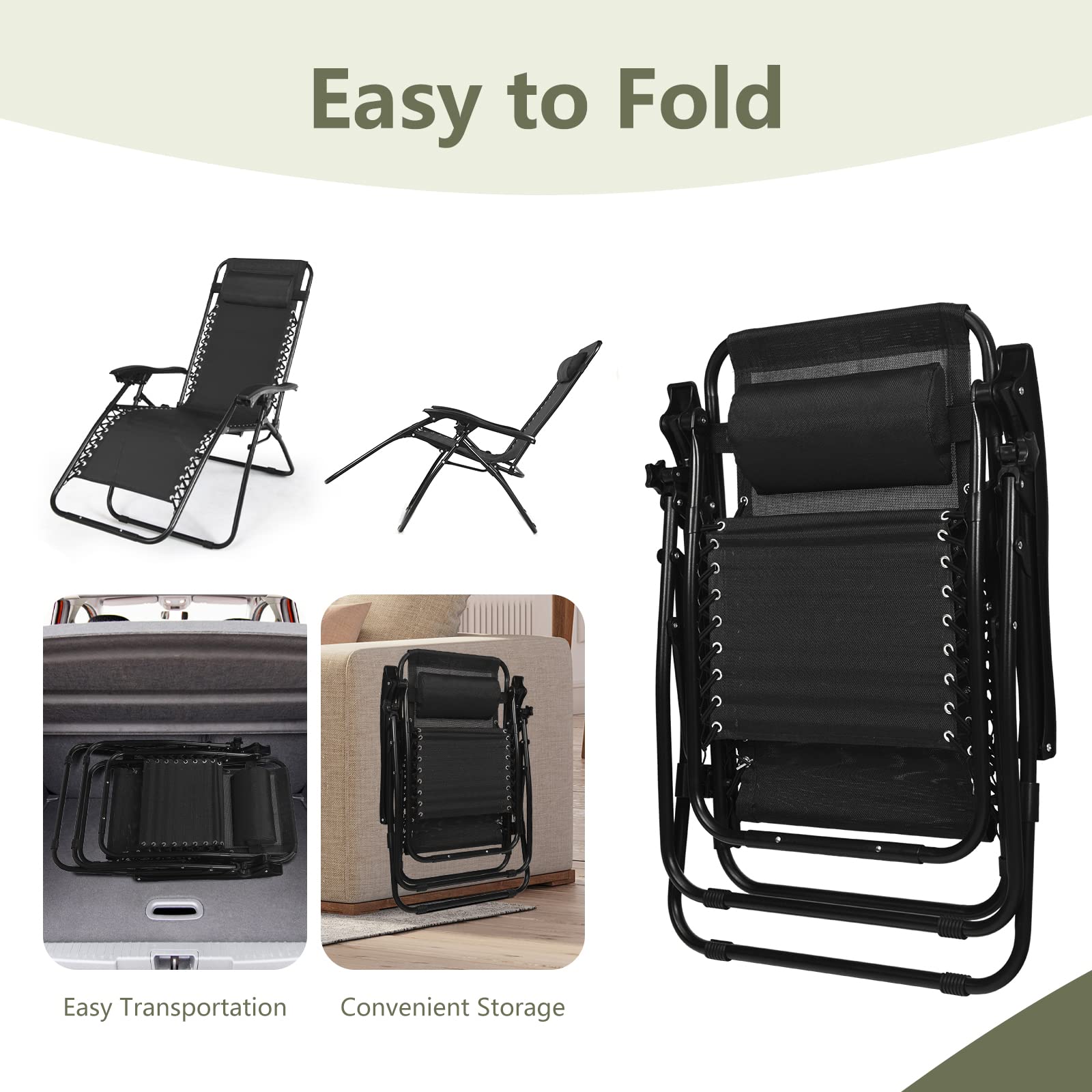 **HAPPYGRILL Zero Gravity Lounge Chairs Set with Coffee Table - 3-Piece Adjustable Folding Reclining Chairs with Side Table & Pillow for Outdoor, Patio, Garden, Camping & Travel - Perfect for Relaxing, Sunbathing & Backyard Lounging**