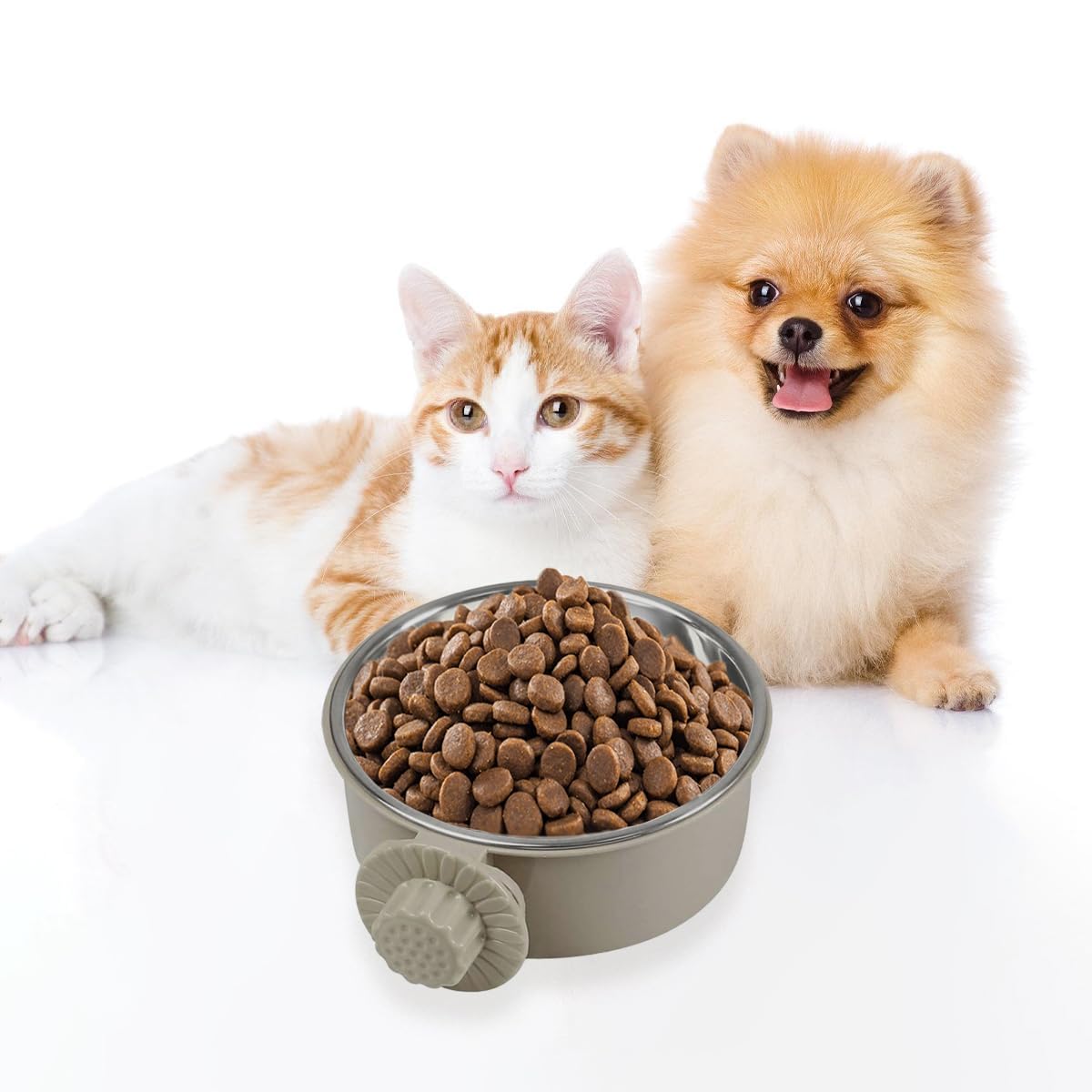 2PCS Lightweight Stainless Steel Pet Bowl - Removable Hanging Food & Water Feeder for Dogs, Cats, Rabbits, Ferrets & Birds | Perfect for Kennels, Cages & Travel Use | Durable & Easy to Clean Pet Dish (Small Size)