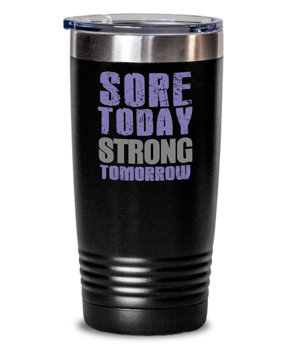 Funny Workout Mugs - 'Sore Today Strong Tomorrow' Motivational Gym Coffee Cup - Perfect for Fitness Enthusiasts, Gym Lovers & Post-Workout Recovery