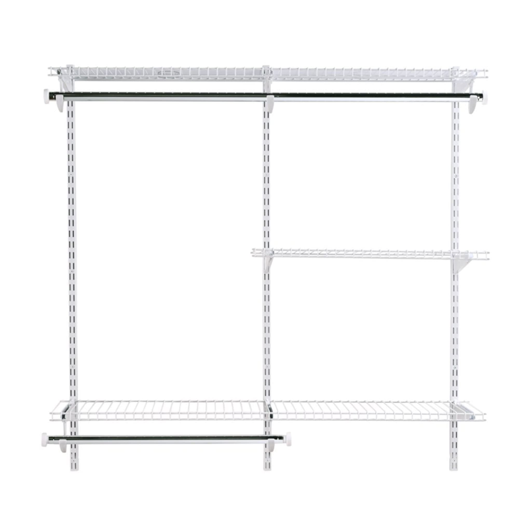 Rubbermaid Configurations 4-8 Feet Expandable Closet Organizer Kit - DIY Custom Hanging & Shelf Storage System, White (2 Pack) - Perfect for Bedroom, Walk-in Closet & Home Organization