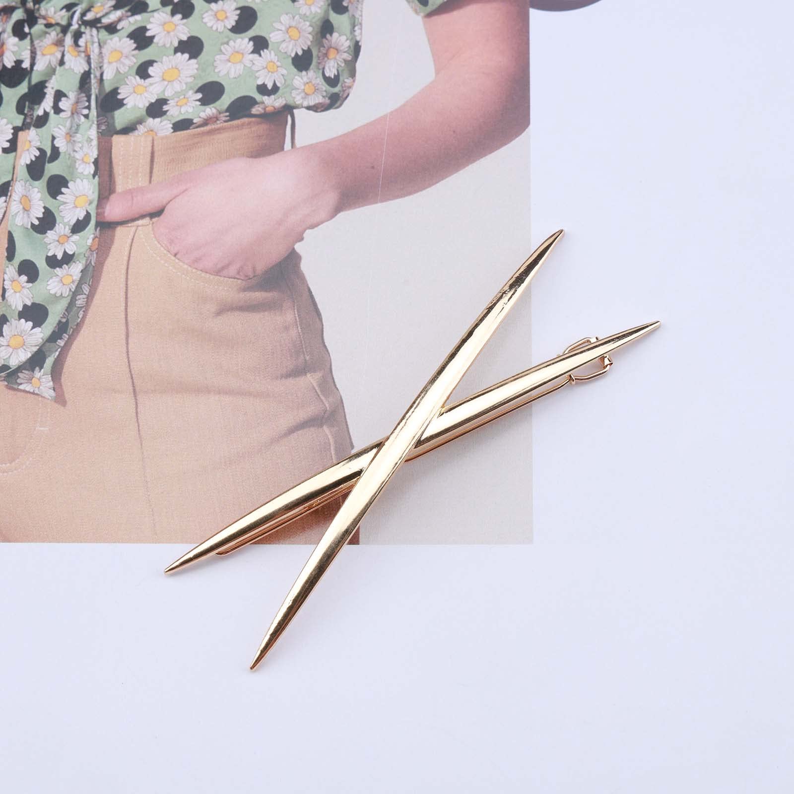 Minimalist X-Shaped Hair Clips - Gold Metal Geometric Hairpins & Barrettes for Women & Girls | Elegant Hair Accessories for Weddings, Parties & Everyday Styling