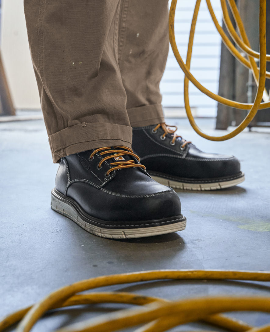 Men's CSA Approved San Jose 6 Waterproof Steel Toe Work Boots - Black/Off White for Construction & Outdoor Safety