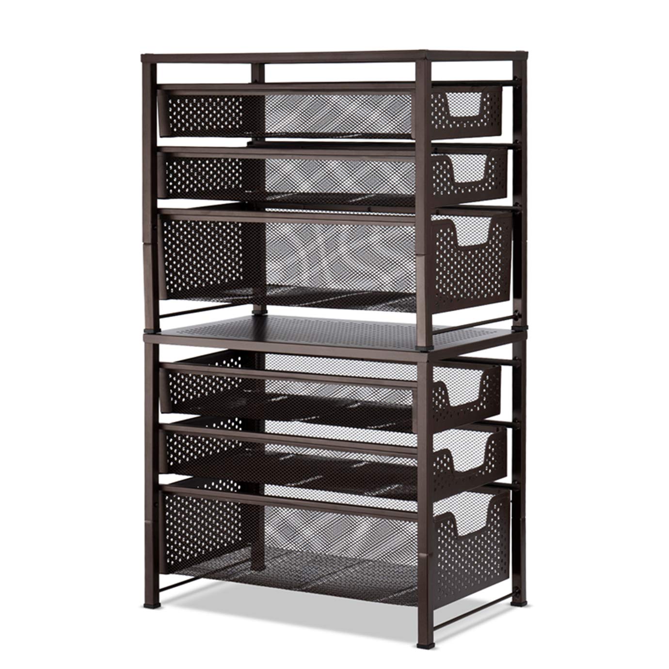 Auledio 3-Tier Stackable Under Sink Organizer with Sliding Baskets - Bronze | Space-Saving Cabinet Storage for Kitchen, Bathroom & Laundry Room Organization