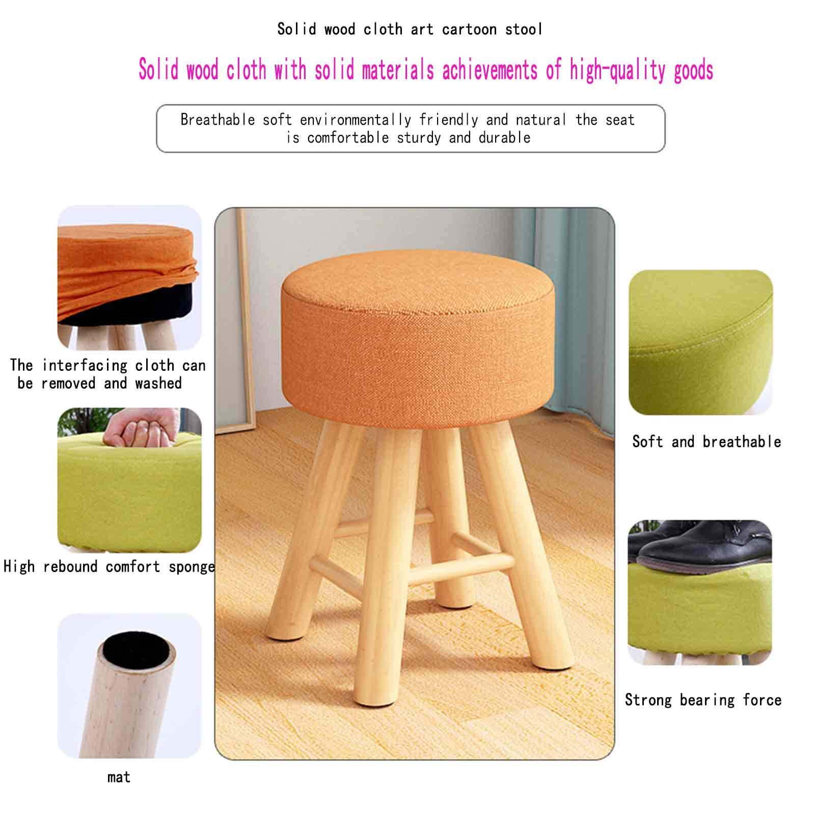 Vanity Stool with Upholstered Seat - Solid Wood Legs, 220 lb Capacity - Modern Makeup Dressing Bench & Piano Stool for Bedroom, Living Room, and Entryway