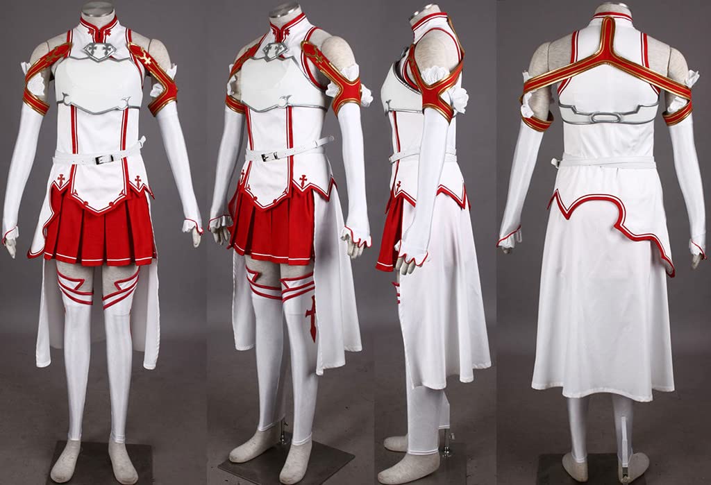 SAO Asuna White Sleeveless Coat & Red Skirt Cosplay Costume for Women - Anime Game Halloween Outfit | Perfect for Conventions, Cosplay Events & Themed Parties