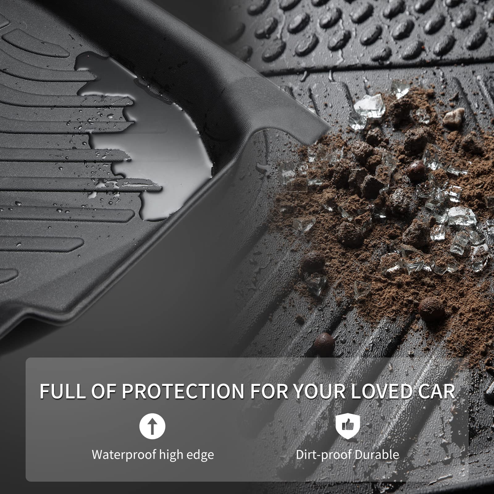 Premium Custom Fit Floor Mats for 2016-2023 Mazda CX-9 (7-Passenger Only) - Waterproof All-Weather Automotive Floor Liners - Front, Rear & 3rd Row Protection - Durable Black Car Accessories - Perfect for Daily Commutes, Family Road Trips and All-Season Vehicle Protection
