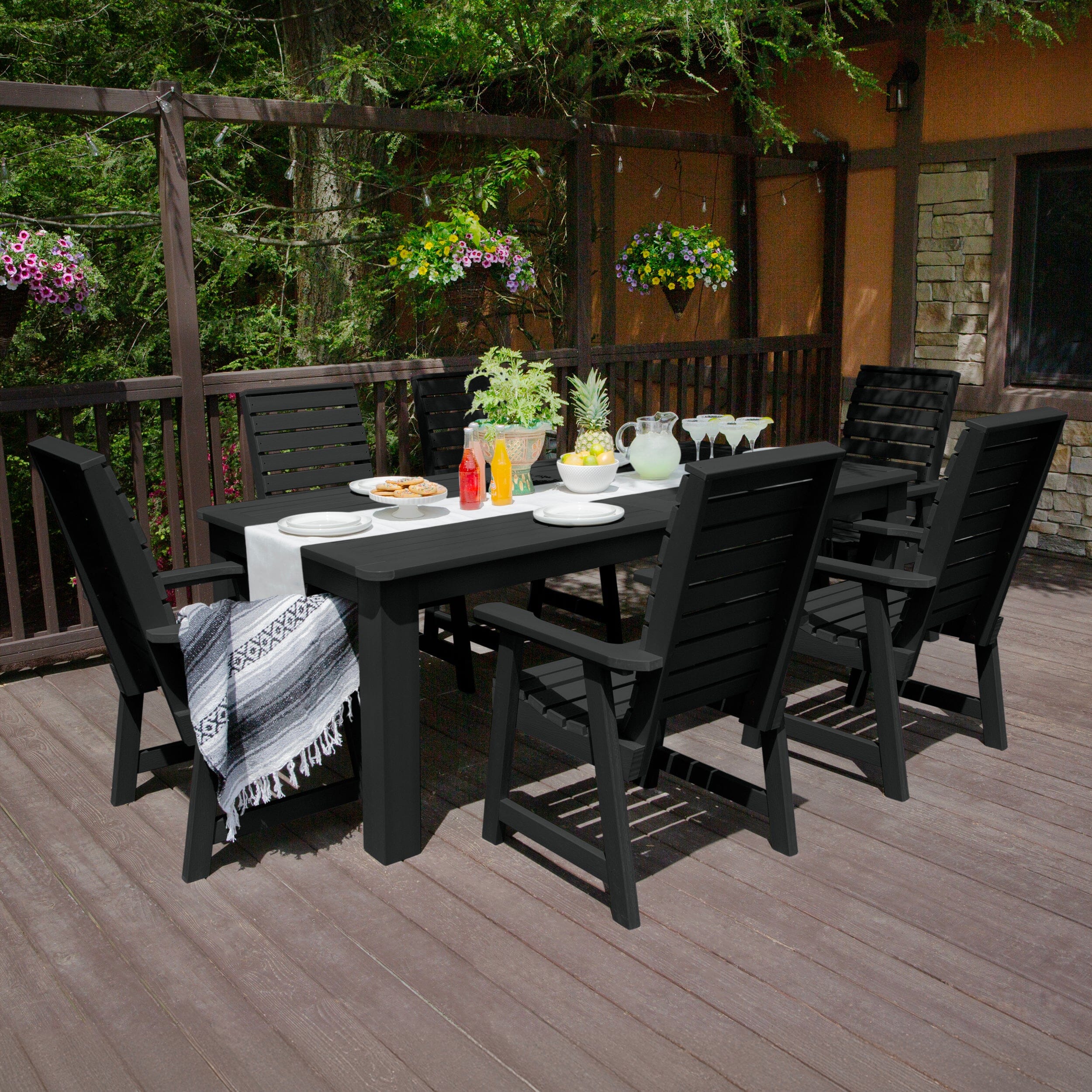 Weatherly 7-Piece Outdoor Dining Set with Table 42” x 84” - Patio Furniture for Backyard, Garden, Poolside - Perfect for Outdoor Entertaining & Al Fresco Dining