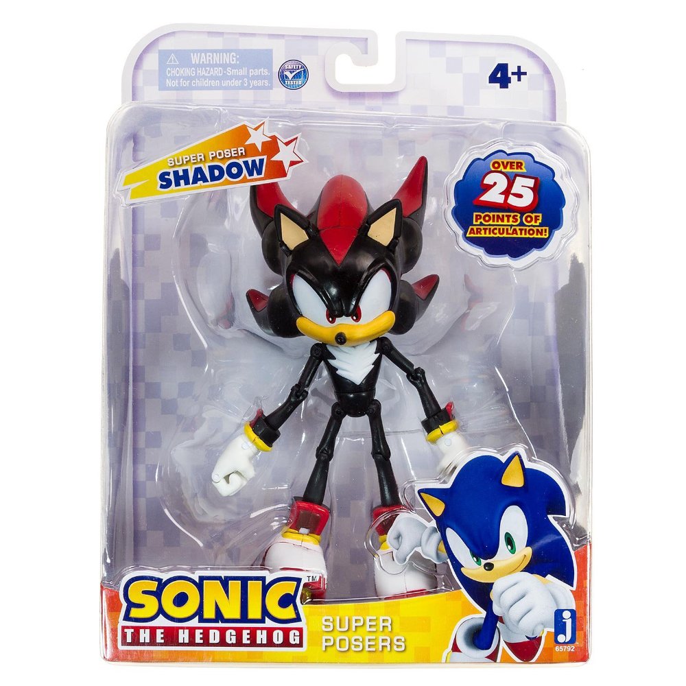 Sonic the Hedgehog 20th Anniversary Super Posers Shadow Action Figure - 25+ Points of Articulation for Dynamic Posing | Perfect for Collectors, Display, and Play