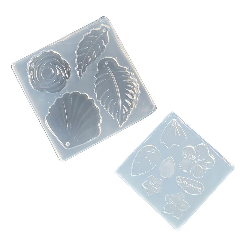 Epoxy Resin Flower Leaf Earring Molds - Silicone Pendant Jewelry Molds with Hole for Necklace Making - DIY Handmade Earrings & Necklace Accessories - Perfect for Crafters, Jewelry Designers and Gift Makers