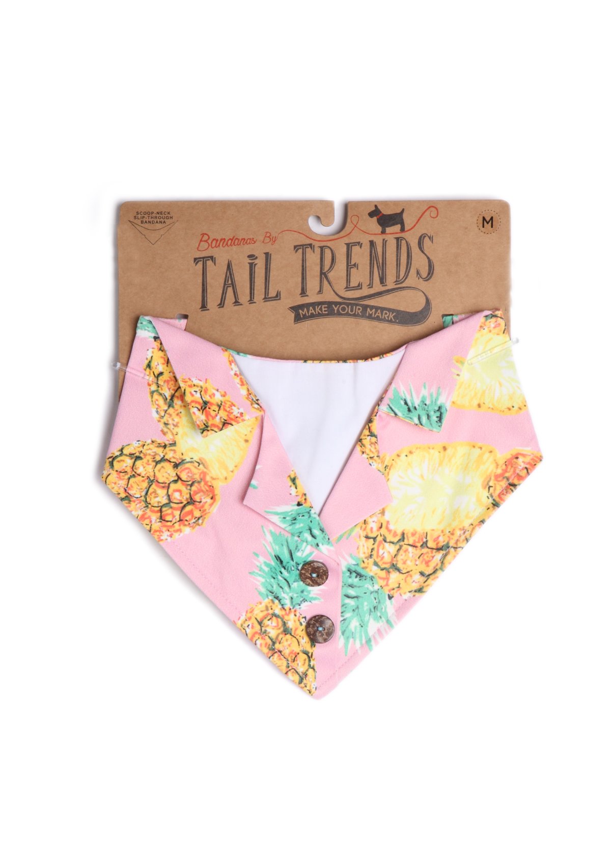 Pink Pineapple Hawaiian Dog Bandana - Formal Pet Bandana for Medium to Large Dogs - Perfect for Vacation, Beach, and Outdoor Adventures