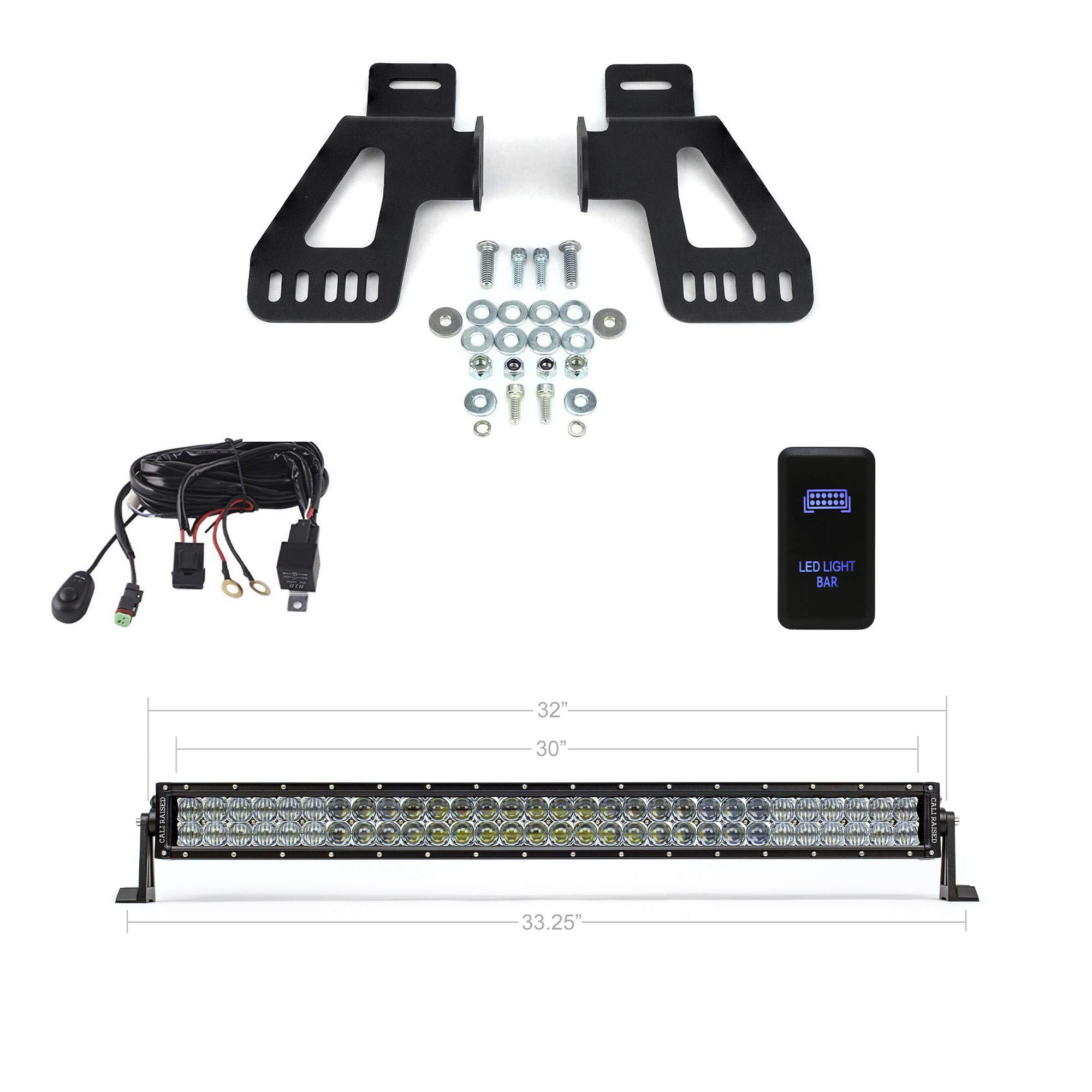 **32 Inch LED Light Bar Brackets Kit for 2016-2023 Toyota Tacoma - Spot Beam with Wiring Harness & Amber Switch - Off-Road, Overlanding & Night Driving**