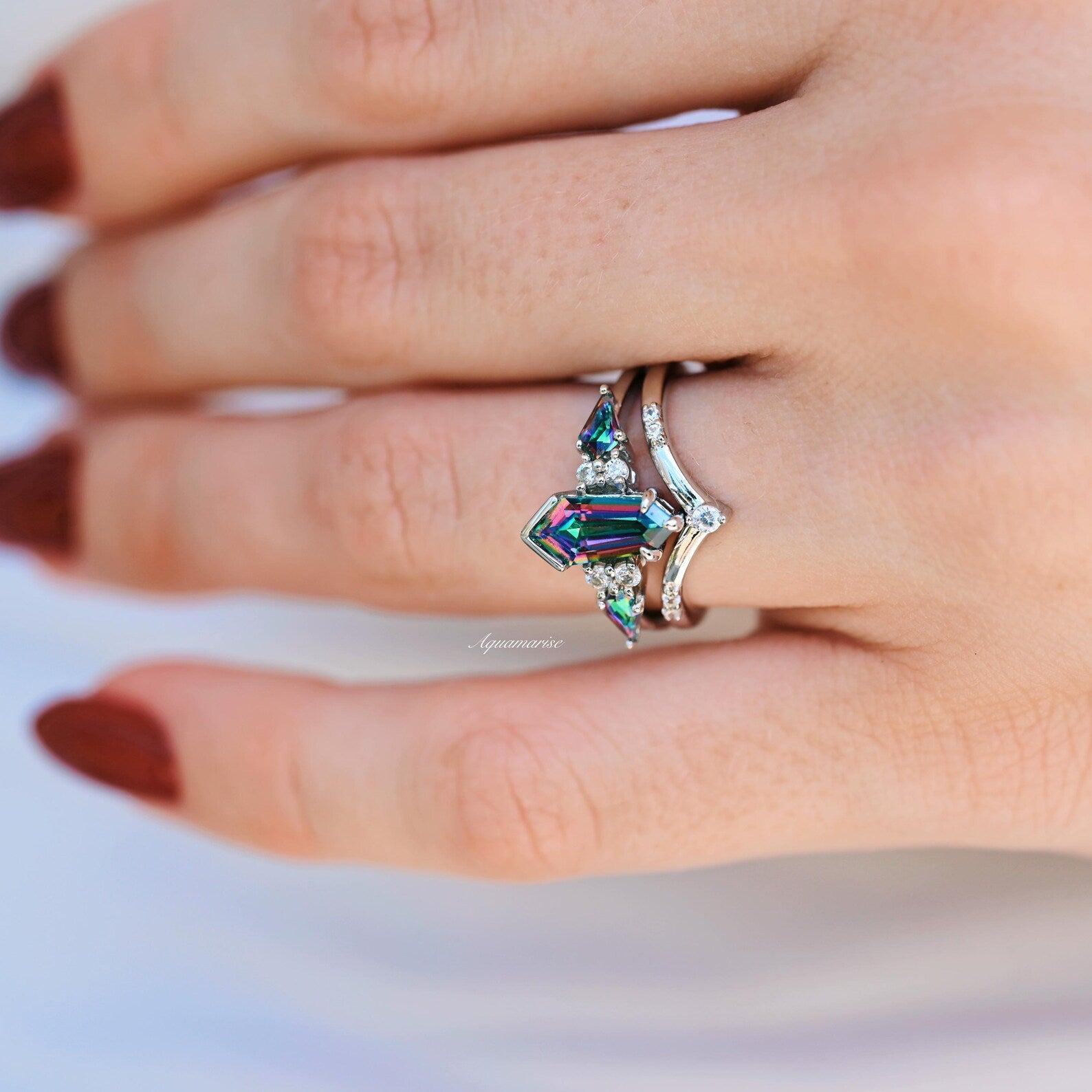 Stunning Mystic Topaz Sterling Silver Ring Set for Women | Elegant Jewelry Gift for Birthday, Anniversary & Special Occasions