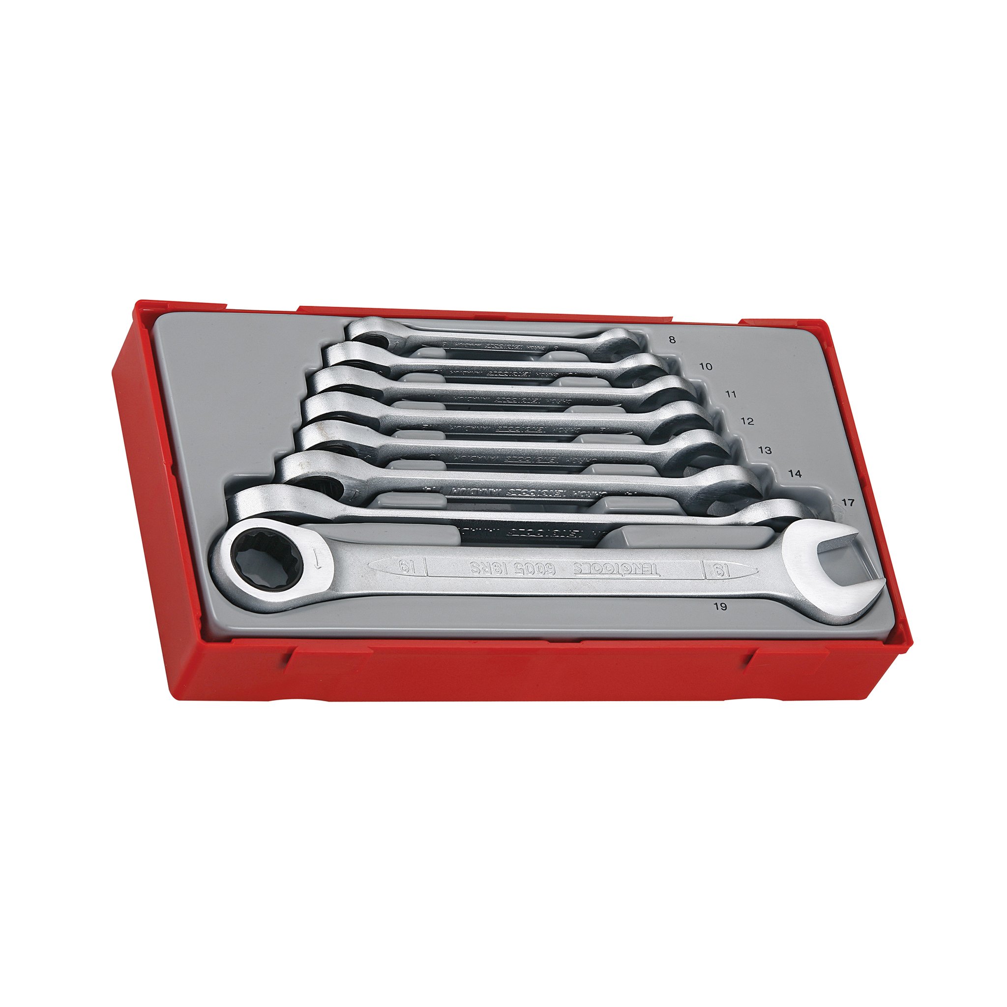 Teng Tools 8-Piece 72-Tooth Ratcheting Wrench Set (TT6508RS) - Professional Automotive & DIY Repair Tool Kit for Mechanics and Home Use