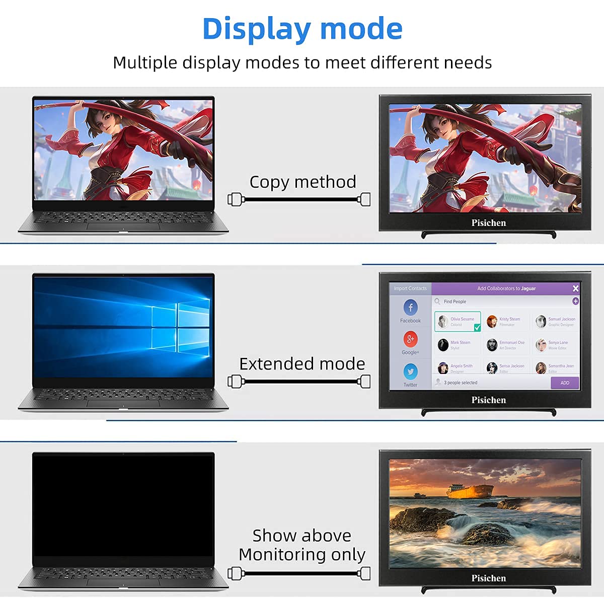 17.3 Inch Portable Monitor - Full HD 1600x900 USB HDMI External Display for Laptop, PC, PS4, PS3, Xbox One & Raspberry Pi - Perfect for Gaming, Work & Travel