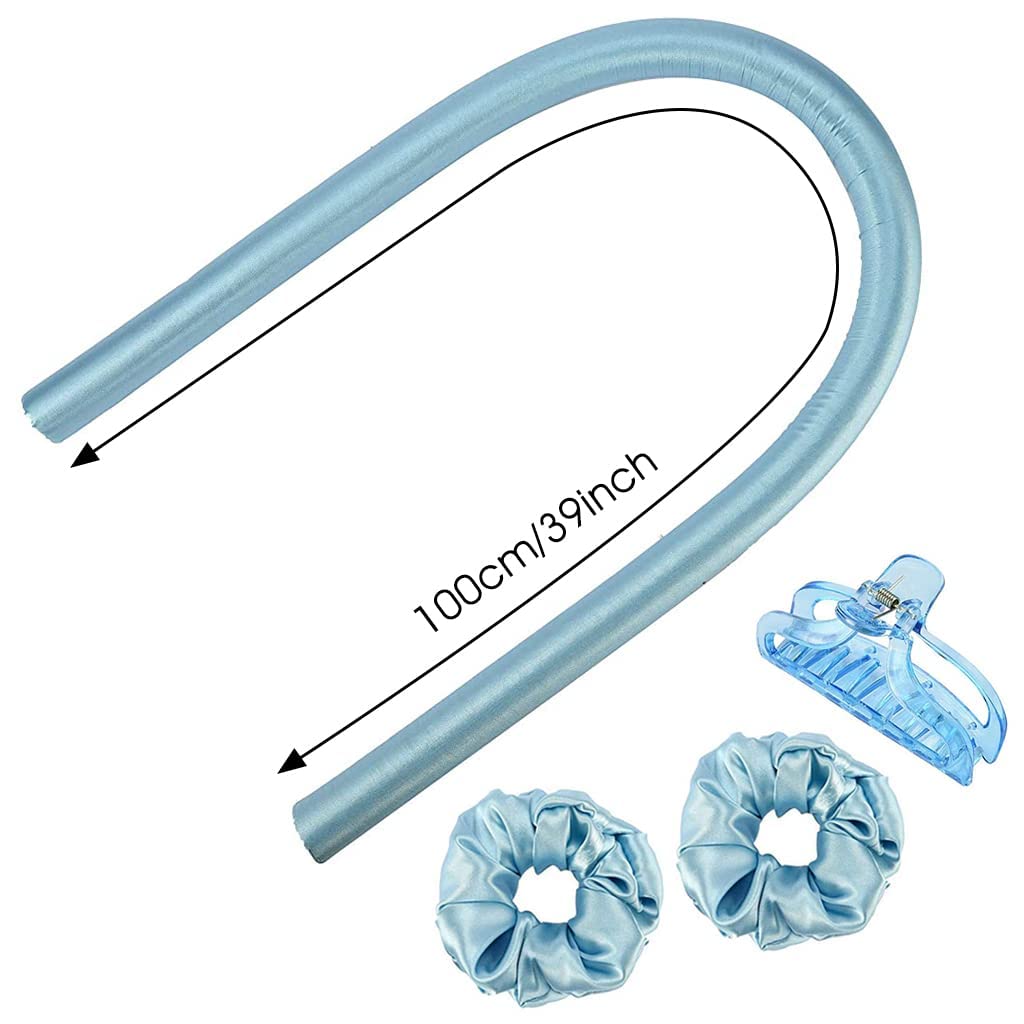 Heatless Hair Curling Rod Headband for Long Hair - No Heat Hair Curler Set for Overnight Styling, Satin Curl Ribbon Wrap with Scrunchie & Clips - Create Natural Waves While Sleeping - Perfect for Home, Travel & Special Occasions