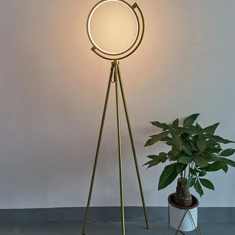 Minimalist Ring Tripod Floor Lamp - Modern Adjustable Standing Light for Living Room, Bedroom & Office - Perfect for Reading, Decor & Ambient Lighting