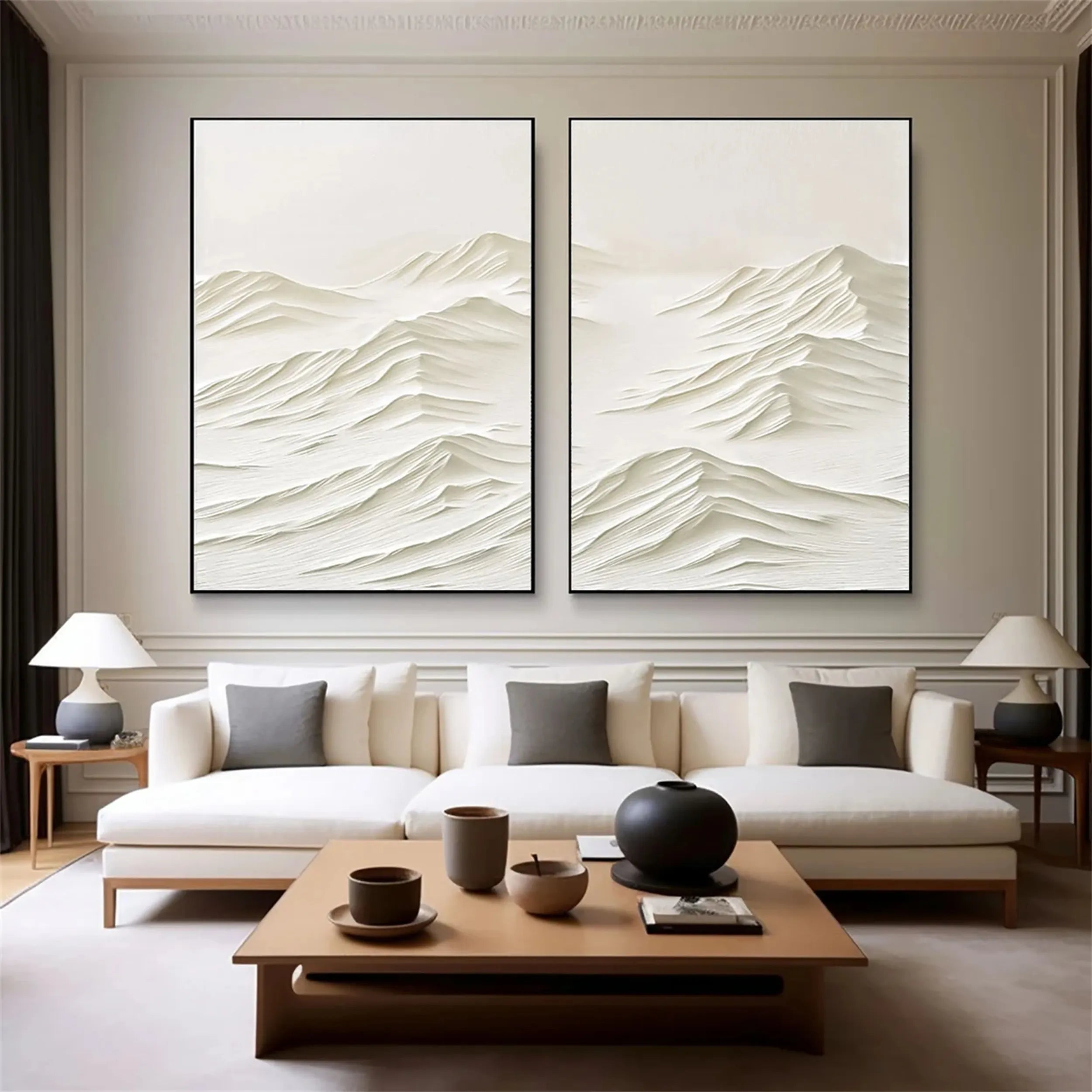 Minimalist Textured Plaster Art Painting Set of 2 - Modern Abstract Wall Decor for Living Room, Bedroom & Office #MM254
