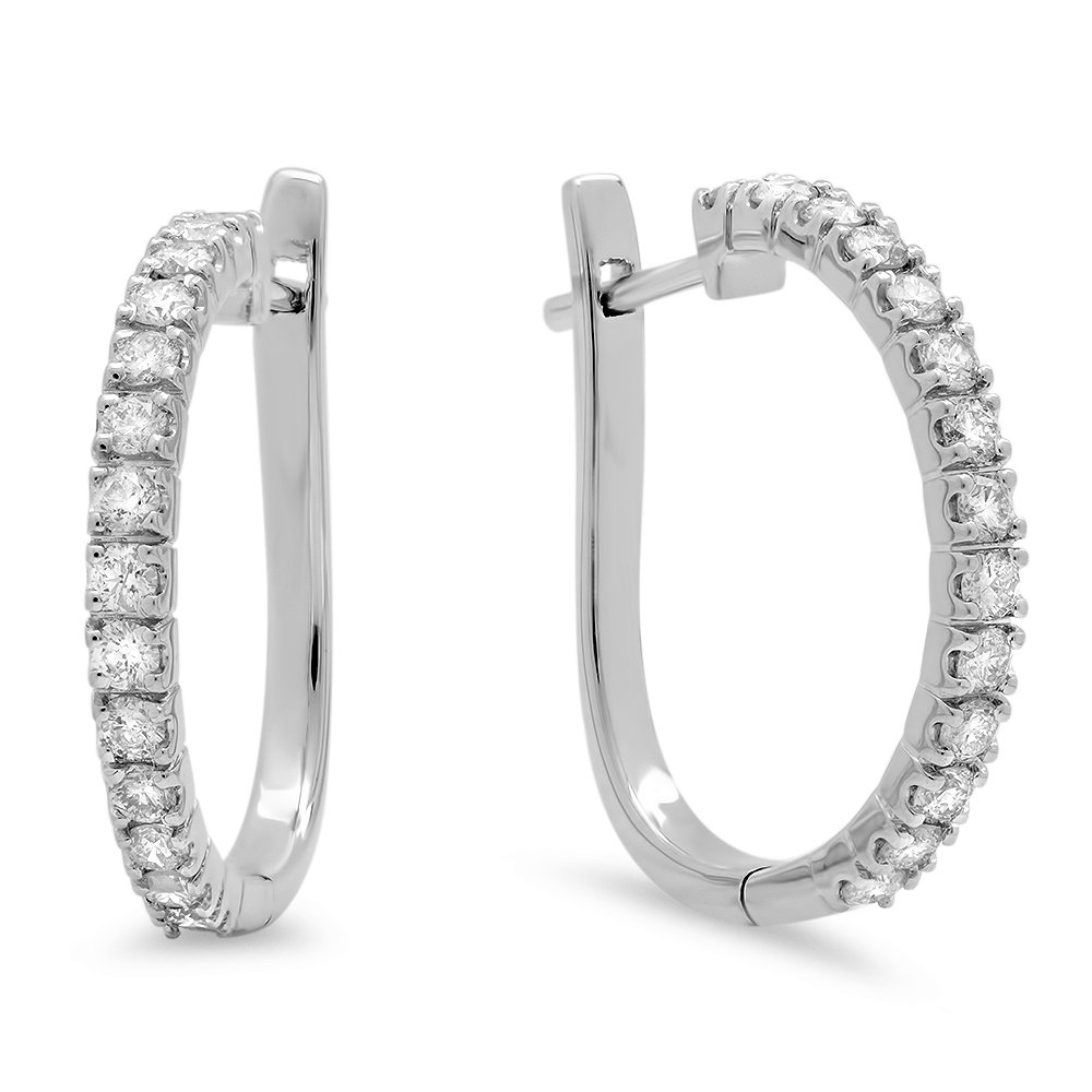 Dazzlingrock 14K Solid Gold Round Cut Diamond Hoop Earrings for Women - 0.75 Cttw, Elegant Everyday Jewelry for Work, Party & Special Occasions