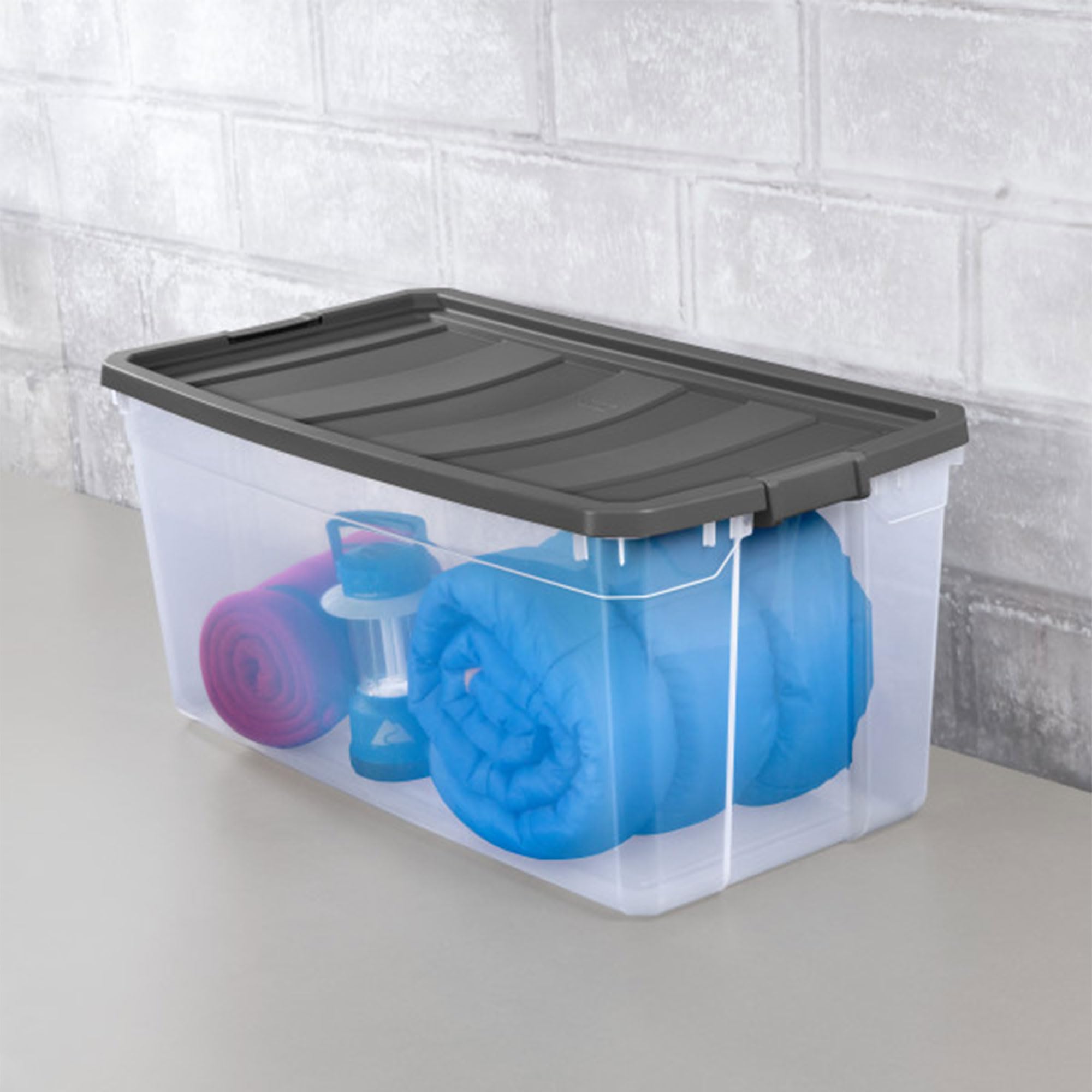 Sterilite 3-Pack Modular Stacker Box - Clear Plastic Storage Bins with Secure Latching Lids (200 Quart) - Ideal for Home Organization, Garage Storage & Moving Supplies