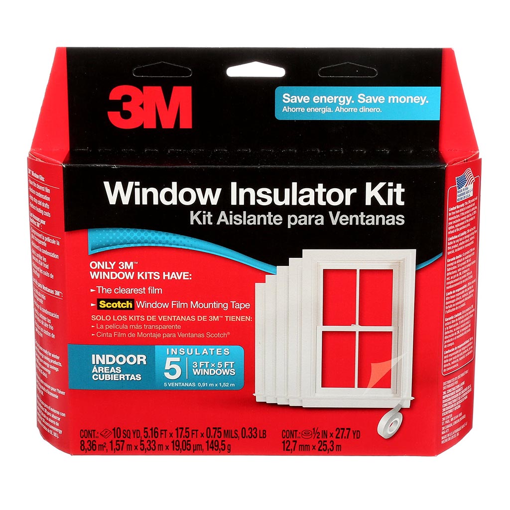 3M Window Insulator Kit - Energy Saving Thermal Insulation for 5 Windows - Reduce Drafts & Lower Heating Costs - Perfect for Winter Home & Office Use
