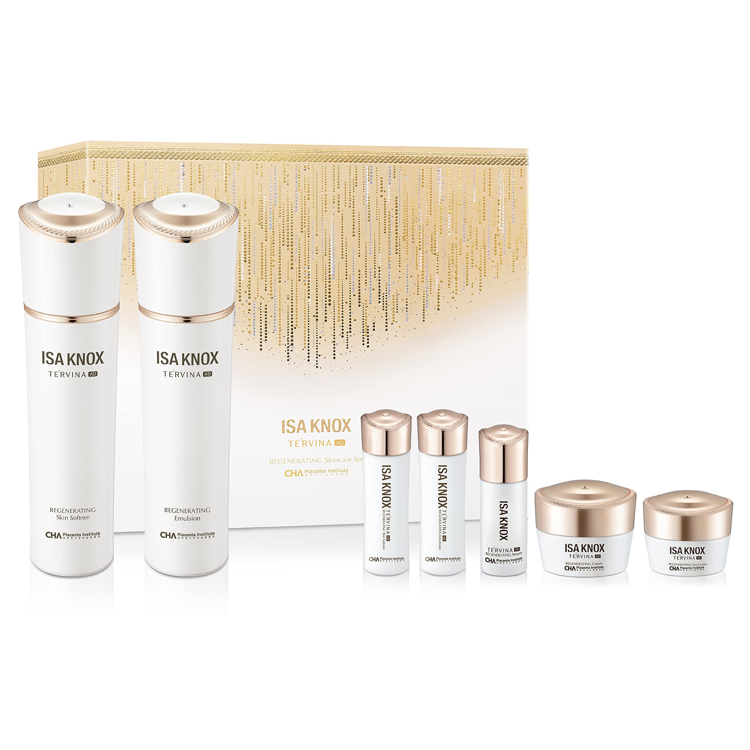 ISA KNOX TE'RVINA AD Regenerating Skincare Set (12.7 fl oz) - Hydrating, Nourishing & Firming Toner & Moisturizer for Youthful, Radiant Skin with Placenta & Rose Extract | Korean Beauty Routine for Anti-Aging & Daily Skincare Regimen