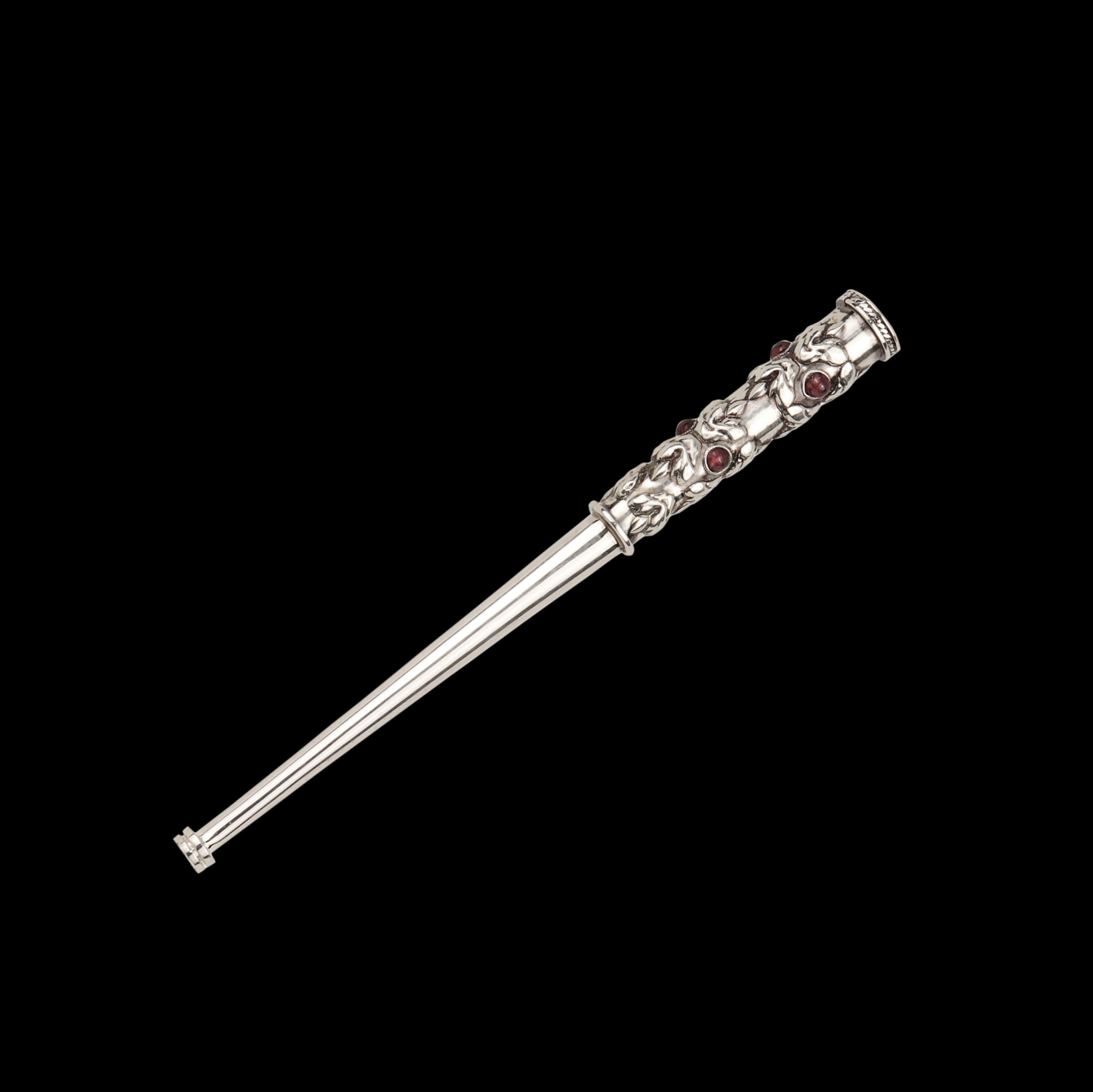 Elegant Silver Cigarette Holder with Genuine Garnet Stones - Perfect for Slim Size Cigarettes | Stylish Smoking Accessory for Parties & Special Occasions