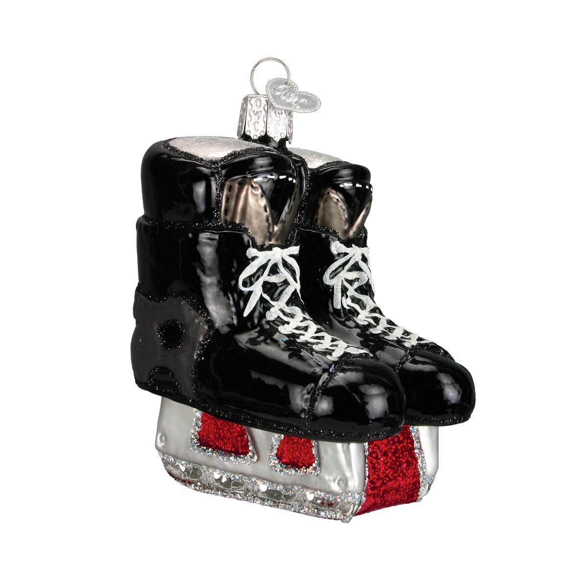 Old World Christmas 2020 Hockey Skates Glass Blown Ornament - Handcrafted Christmas Tree Decor for Holiday Home & Winter Sports Fans