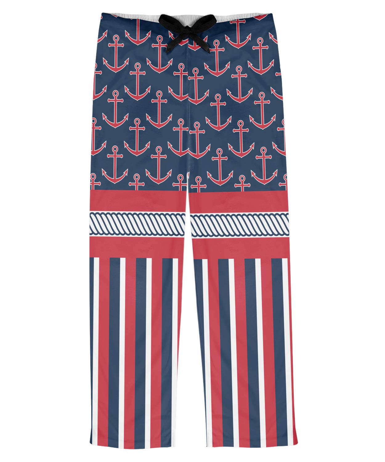 **Nautical Anchors & Stripes Men's Pajama Pants - Soft Cotton Sleepwear for Lounge & Relaxation at Home**