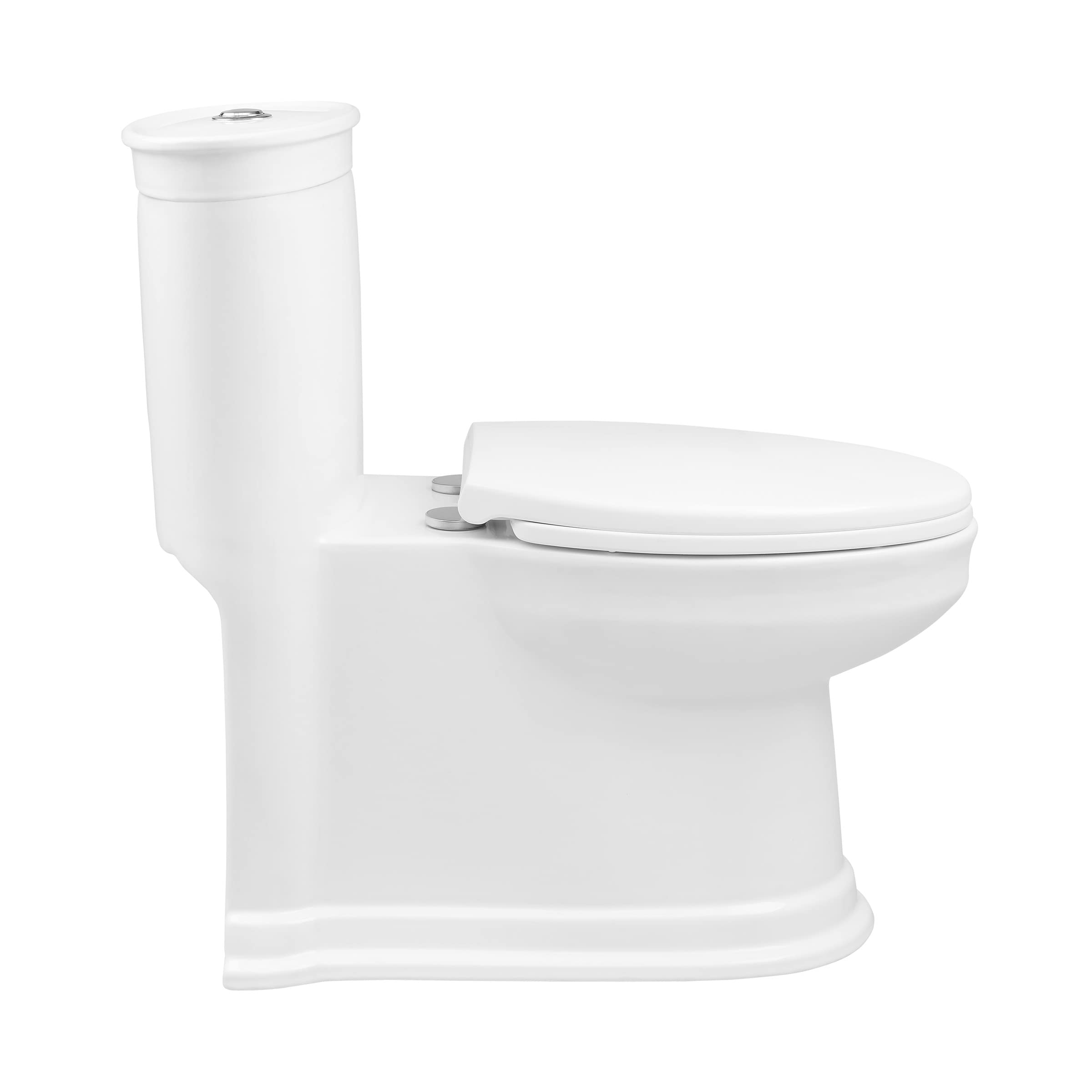 Santorini Elongated One-Piece Toilet with Dual Flush 1.1/1.6 GPF - Water Efficient White Bathroom Toilet for Modern Homes & Commercial Spaces