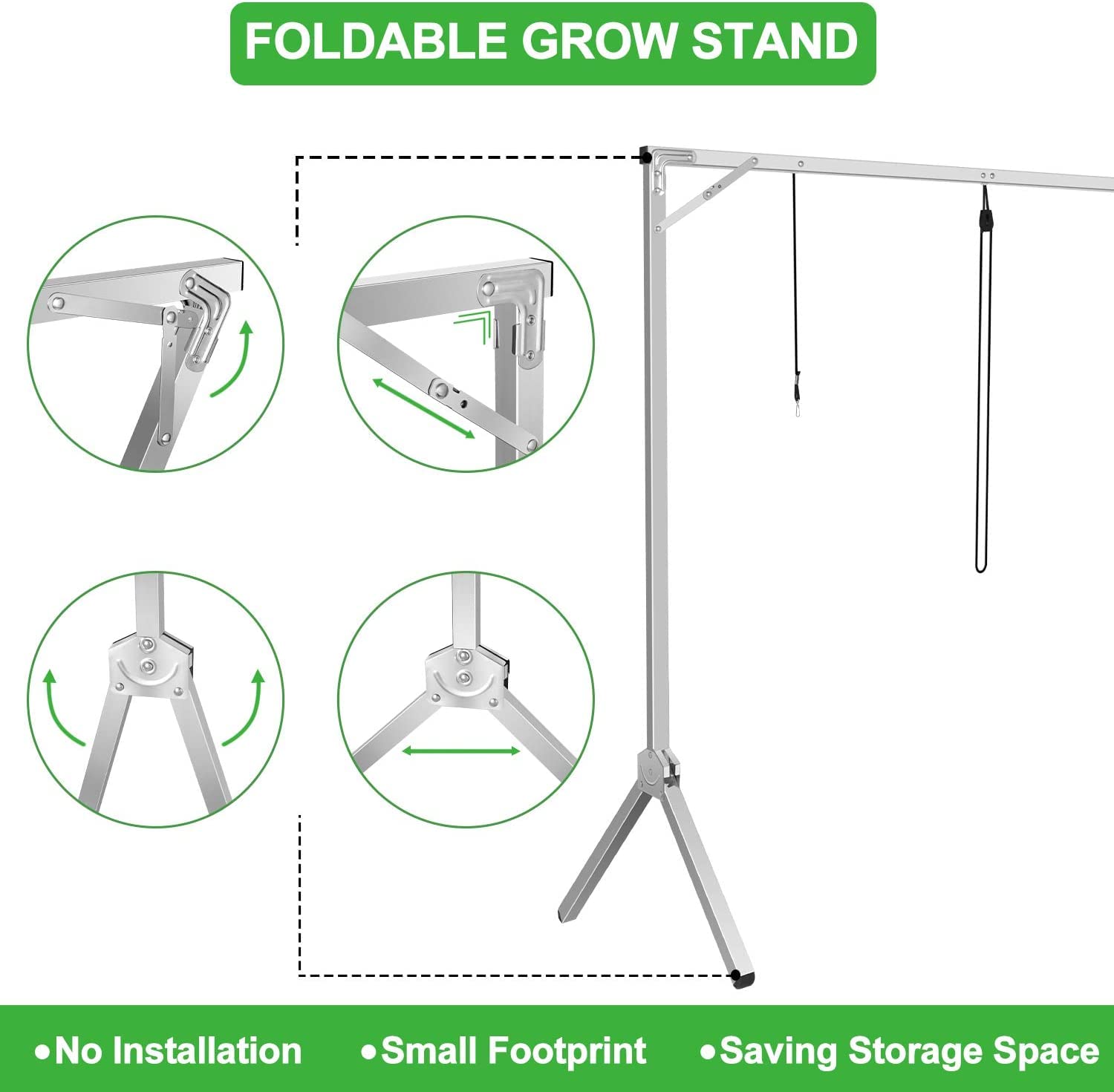 iPower 4 Feet Foldable Grow Light Stand Rack for Seed Starting & Plant Propagation - 2 Pack (No LED Tube Included) - Perfect for Indoor Gardening, Hydroponics & Greenhouse Use