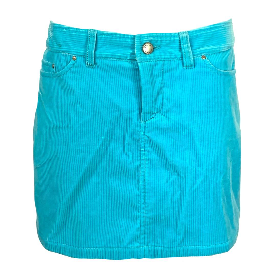 Emilio Pucci Blue Aqua Mini Skirt Size FR 40 UK 12 USA 10 | Women's Designer Fashion Skirt for Party, Night Out & Summer Wear