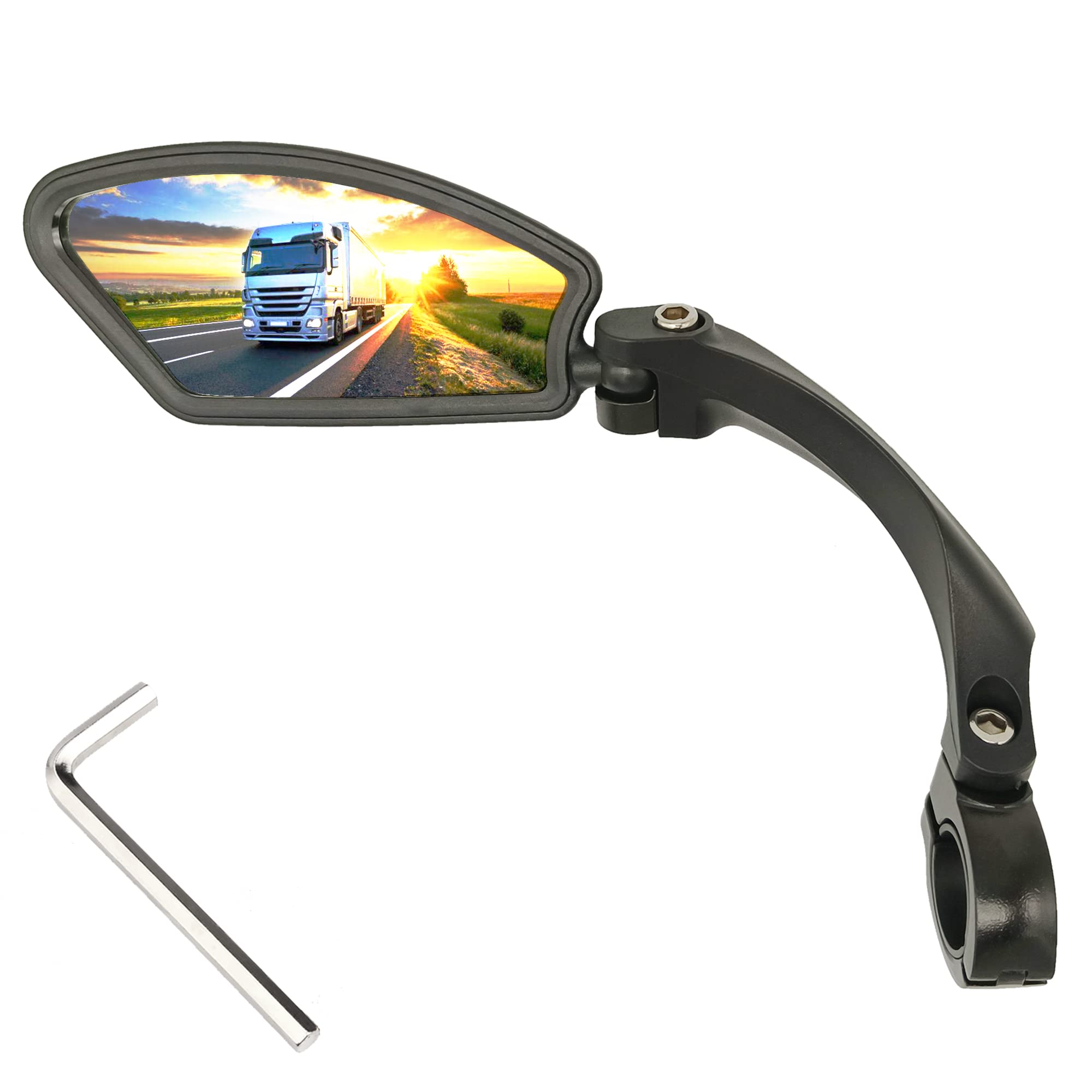 Adjustable Stainless Steel Bike Mirror - Handlebar Mount Rearview Mirror for Safe Cycling | Left Side (SS) | Perfect for Road Bikes, Mountain Bikes & Commuting
