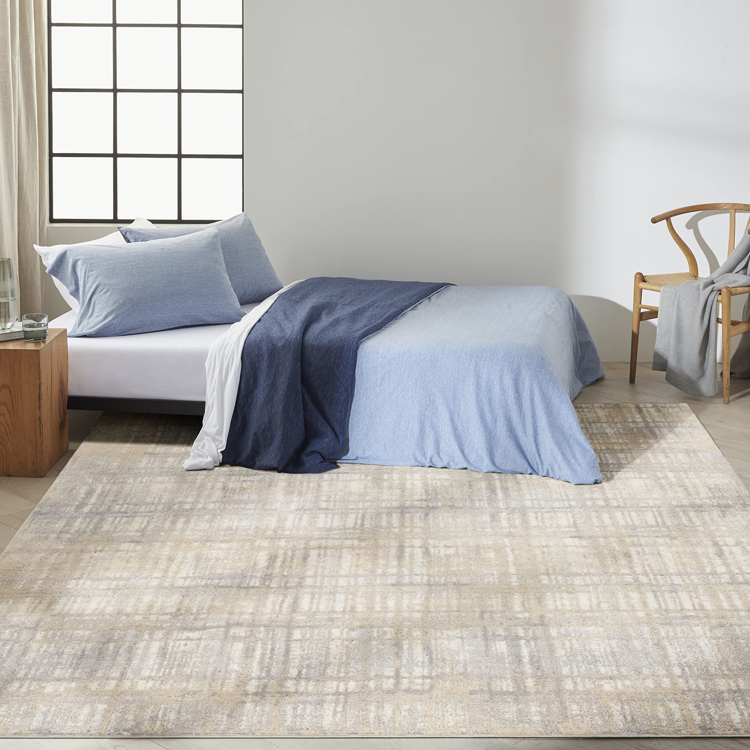 Calvin Klein CK005 Modern Grey/Ivory 8x10 Area Rug - Non-Shedding, Easy Clean - Perfect for Bedroom, Living Room, Dining Room & Kitchen Decor