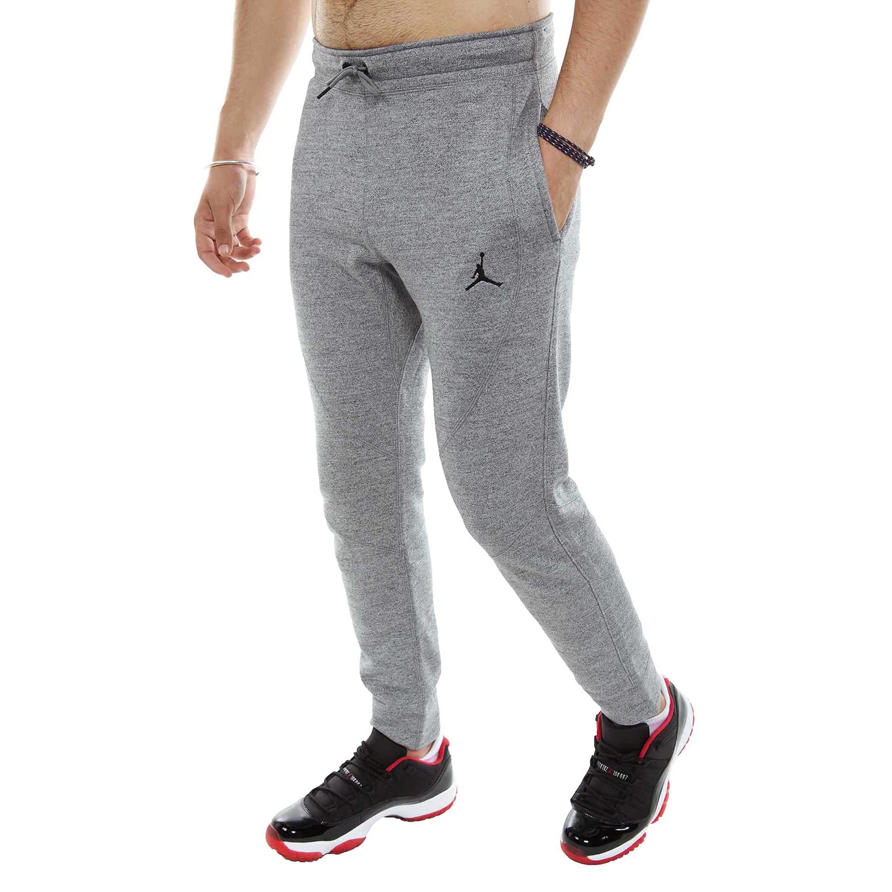 Nike Jordan Men's Wings Fleece Pants - Heathered Carbon/Black (860198-091) | Comfortable Athletic Joggers for Gym, Running & Casual Wear