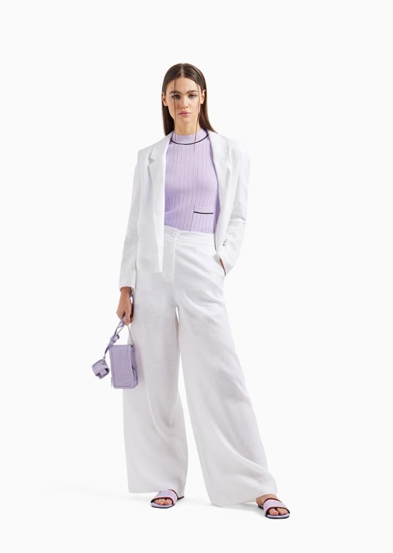 Armani Exchange Women's Linen Cotton Flowy Trousers - Lightweight Summer Pants for Casual Wear & Office Outfits