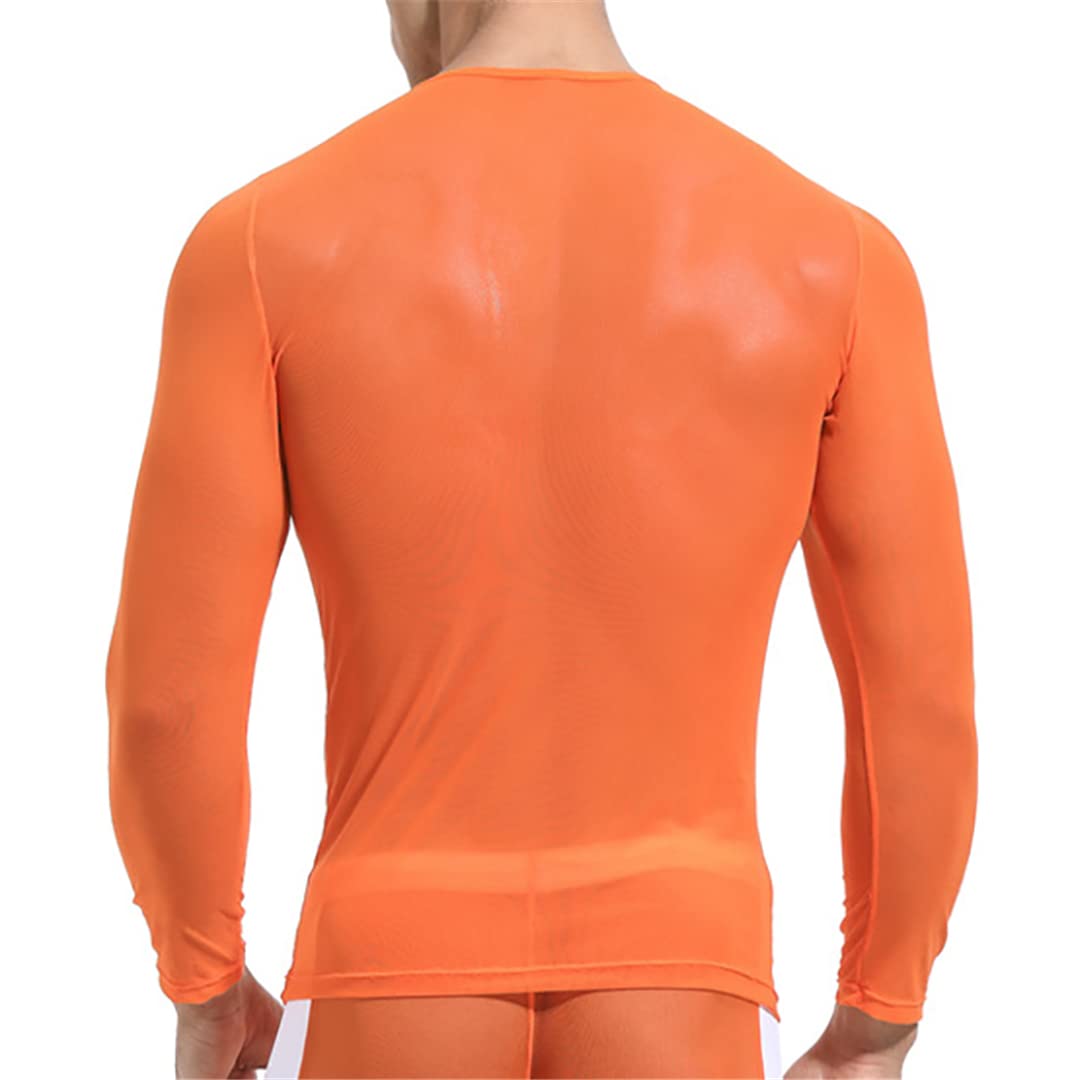 Sexy Mesh Transparent Men's Undershirts - Sheer Long Sleeve Lingerie T-Shirts & Singlet Tops for Sensual Wear & Intimate Moments